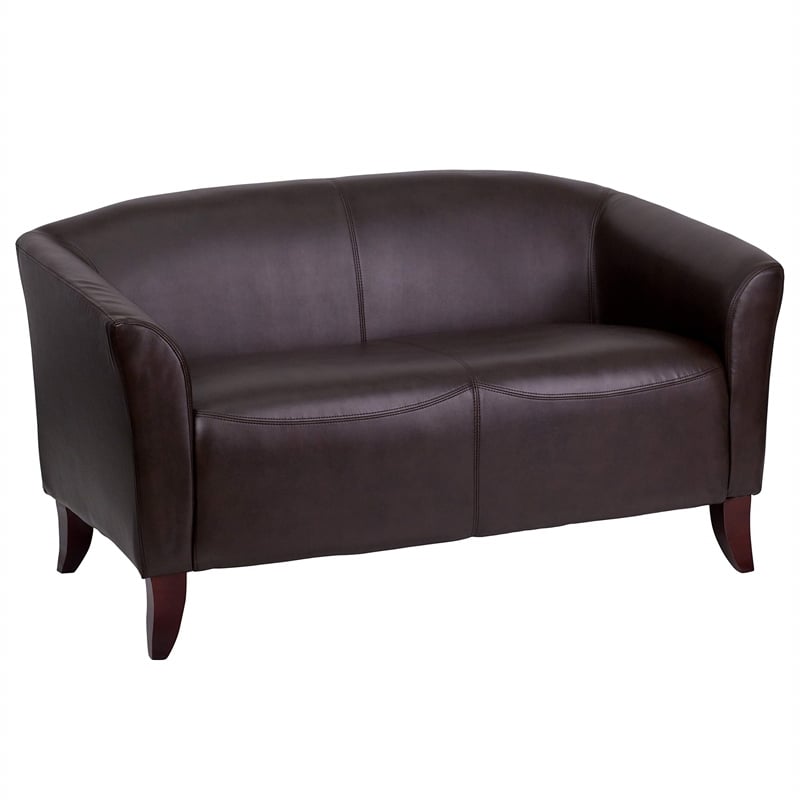 Scranton & Co Leather Loveseat in Brown