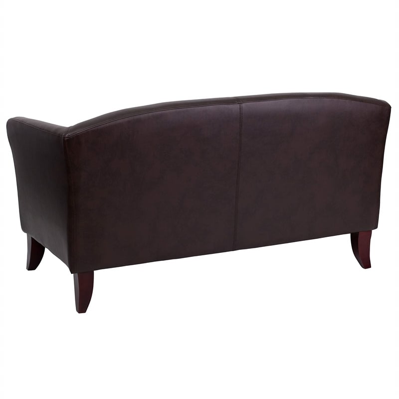 Scranton & Co Leather Loveseat in Brown