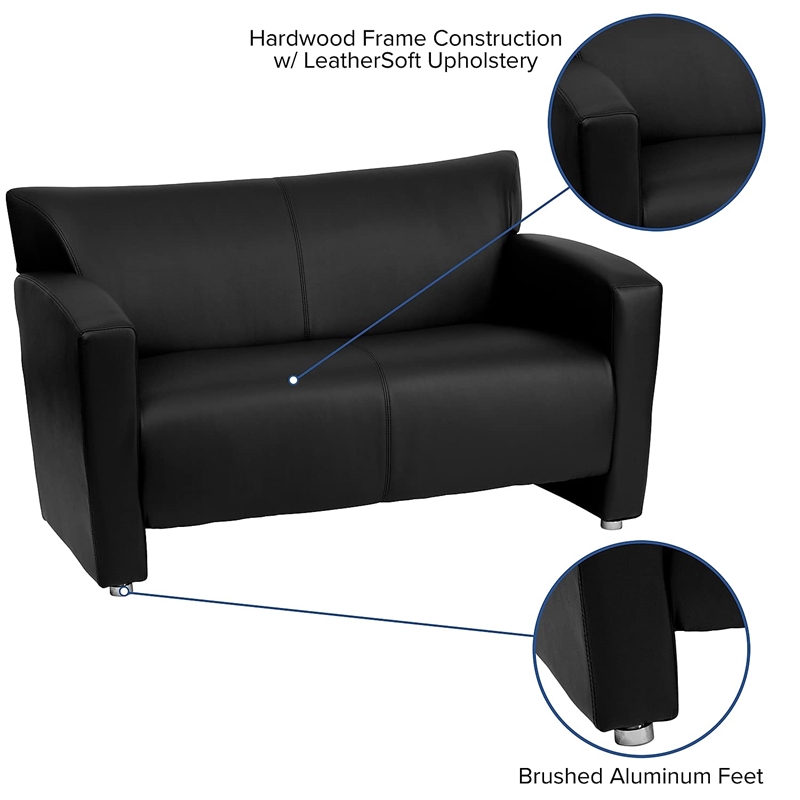 Scranton & Co Modern LeatherSoft Flared Arms Love Seat in Black