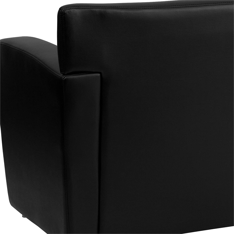 Scranton & Co Modern LeatherSoft Flared Arms Love Seat in Black