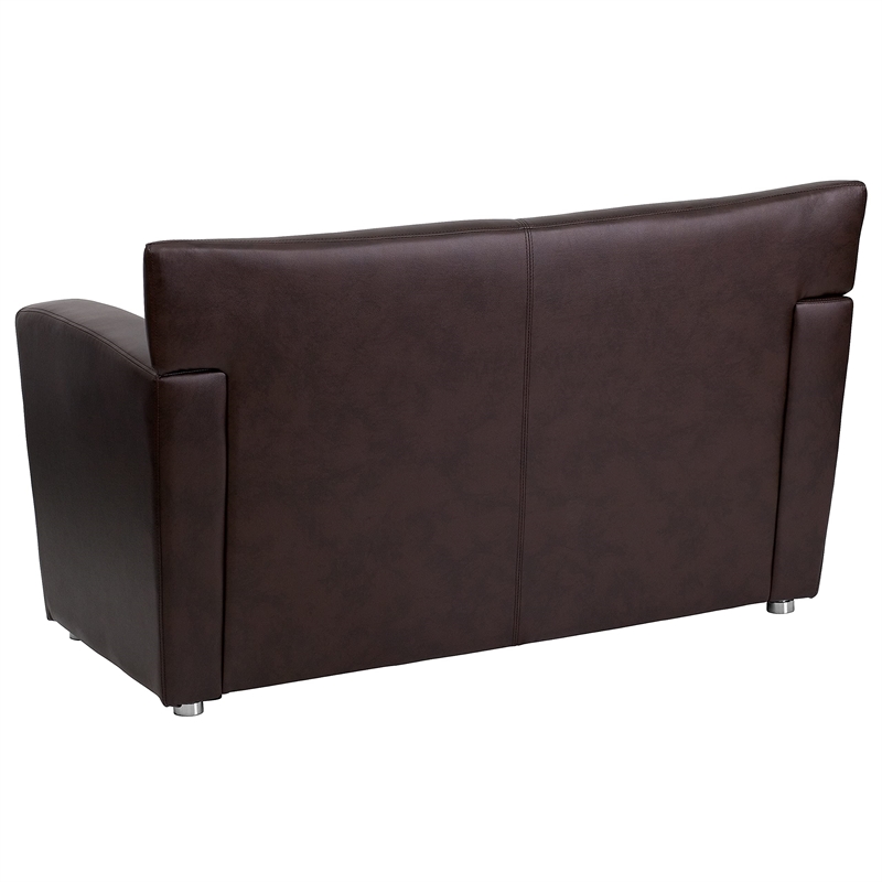 Scranton & Co Leather Love Seat in Brown