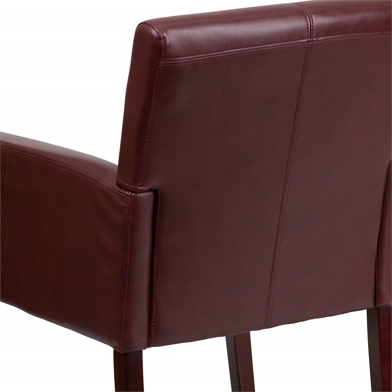 Scranton & Co Leather Executive Side Guest Chair Burgundy and Mahogany