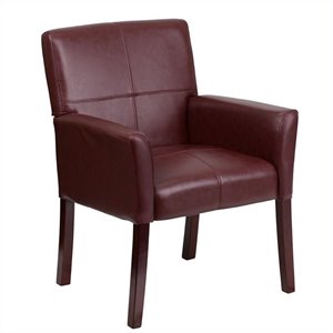 scranton & co leather executive side guest chair burgundy and mahogany