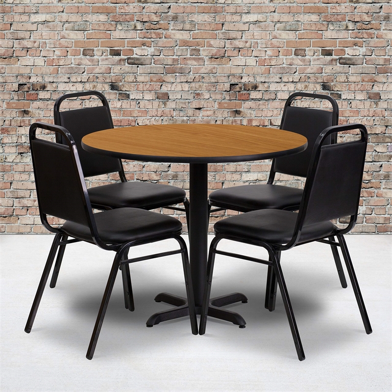 Scranton & Co 5 Piece Laminate Table Set in Black and Natural