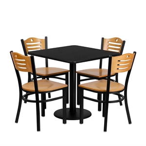 Scranton & Co 5 Piece Square Laminate Table Set in Black and Natural