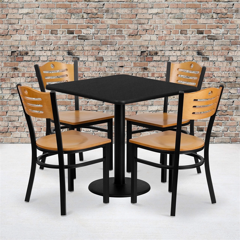 Scranton & Co 5 Piece Square Laminate Table Set in Black and Natural