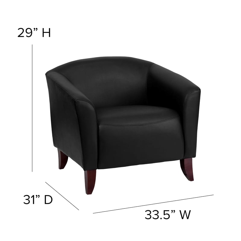 Scranton & Co 19'' Contemporary Leather Sloping Arms Chair in Ivory