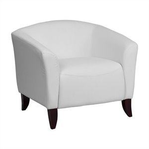 scranton & co leather chair in white and cherry