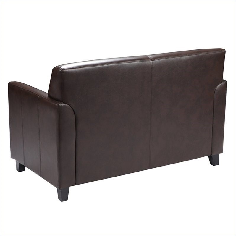 Scranton & Co Leather Loveseat in Brown
