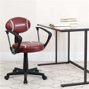 Scranton & Co Vinyl Football Task Office Chair with Arms in Brown