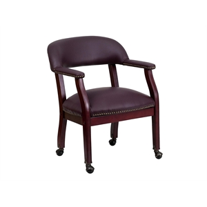 Scranton & Co Leather Arm Guest Chair with Casters in Burgundy