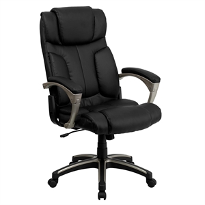 Scranton & Co High Back Folding Leather Office Chair in Black