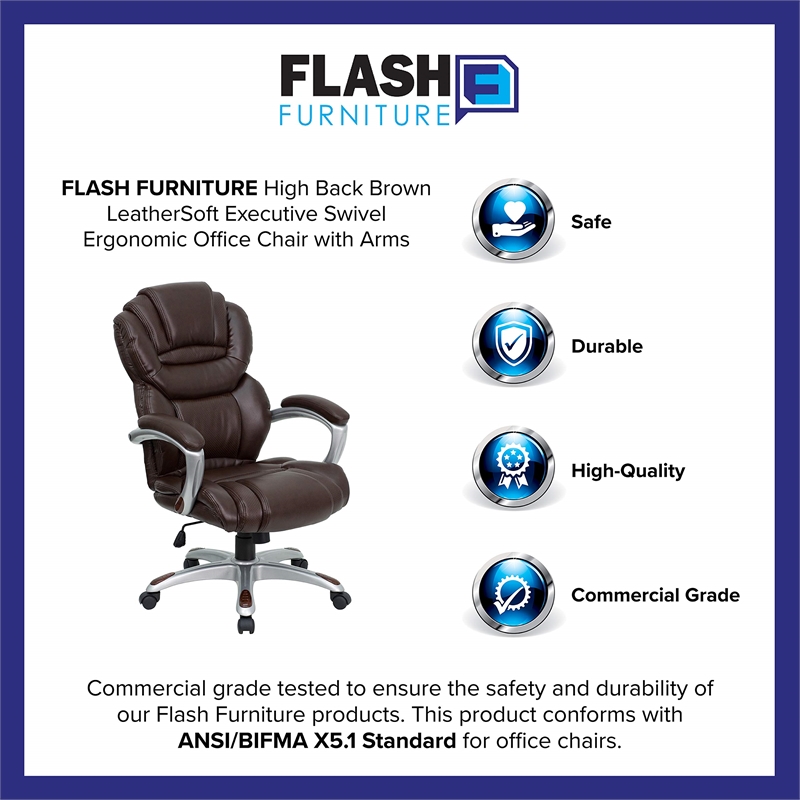 Scranton & Co Contemporary Faux Leather Office Chair in Brown/Black