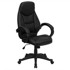 scranton & co high back contemporary office chair in black leather