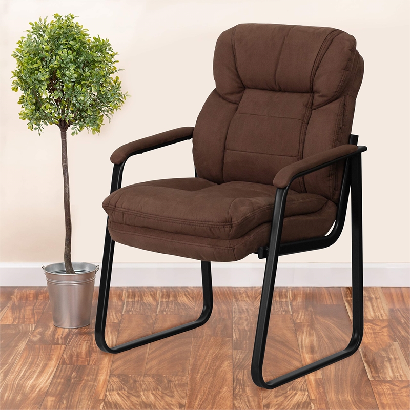 Scranton & Co Executive Side Guest Chair with Sled Base in Brown