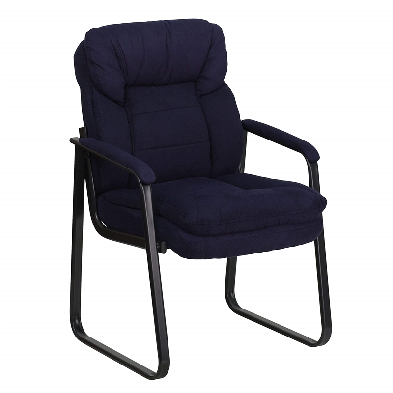 Scranton & Co Executive Side Guest Chair with Sled Base in Navy