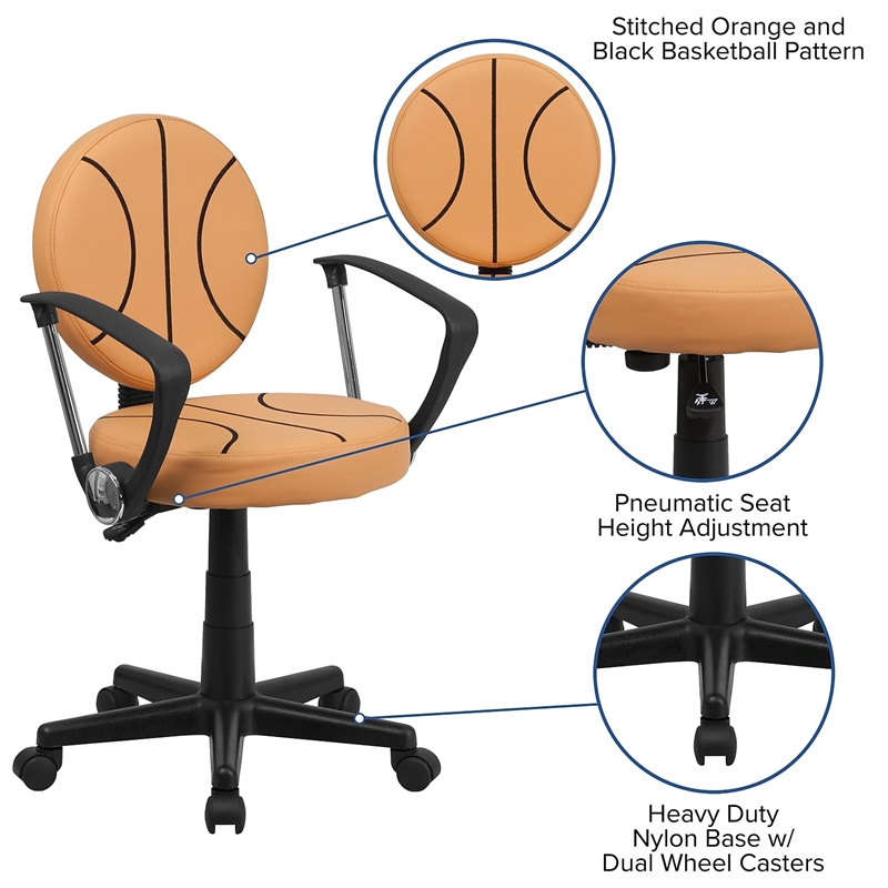 Scranton & Co Vinyl Basketball Task Office Chair in Orange/Black