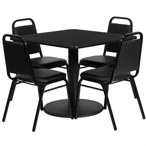 Scranton & Co 5 Piece Restaurant Dining Set in Black