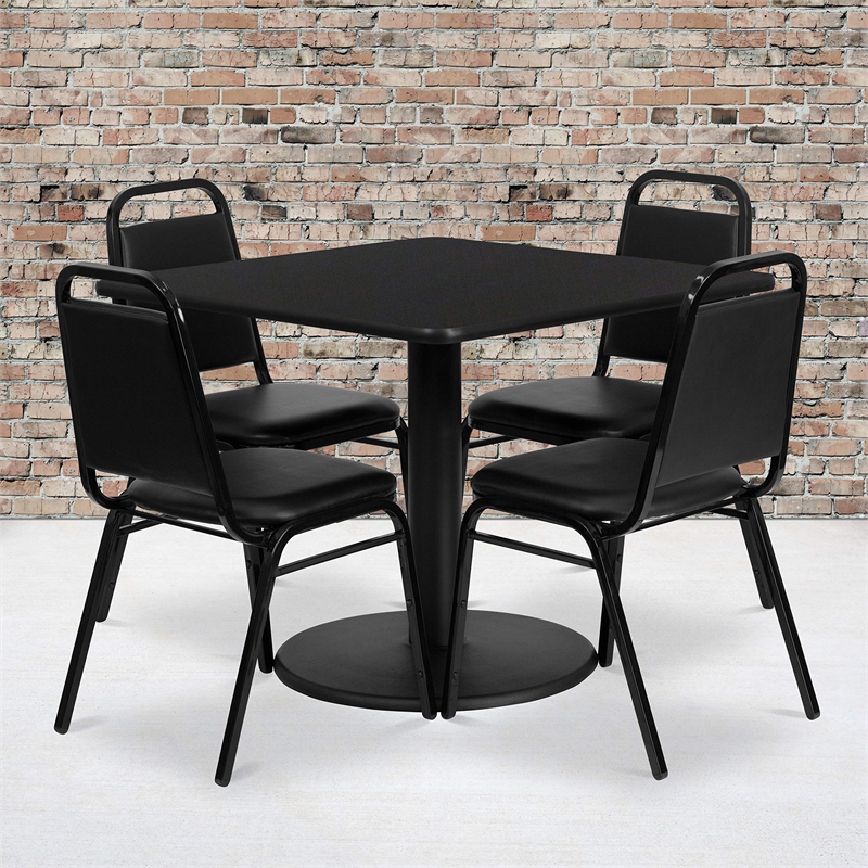 Scranton & Co 5 Piece Restaurant Dining Set in Black