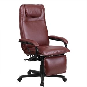 scranton & co high back leather reclining office chair in burgundy