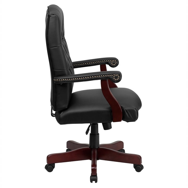 Scranton & Co Leather Swivel Office Chair in Black