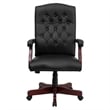 Scranton & Co Leather Swivel Office Chair in Black
