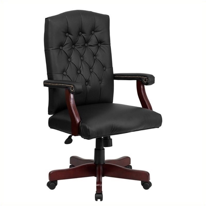 Scranton  Co Leather Swivel Office Chair in Black