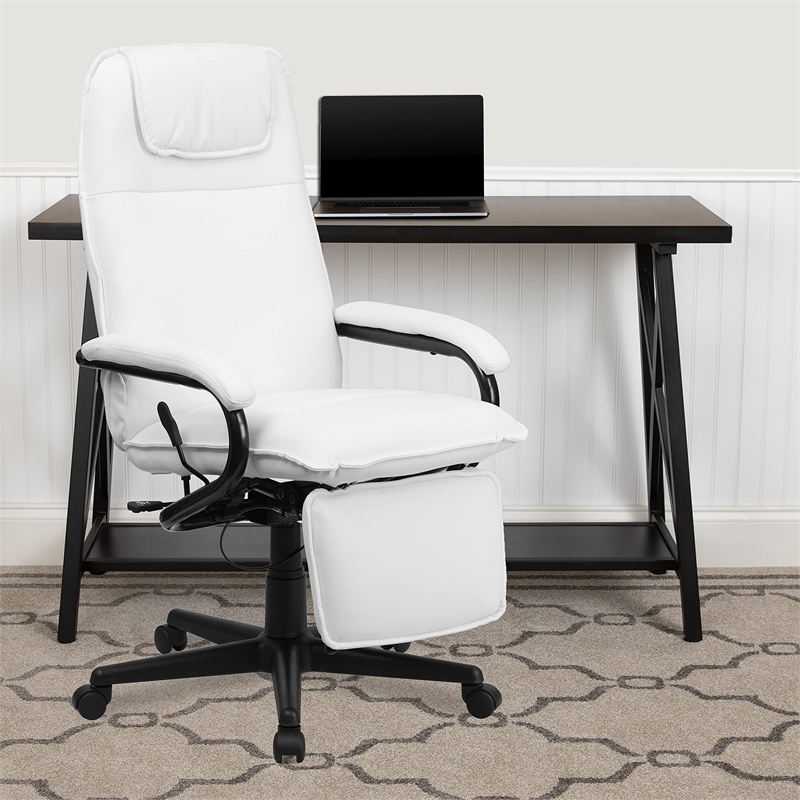 Scranton & Co High Back Leather Reclining Office Chair in White