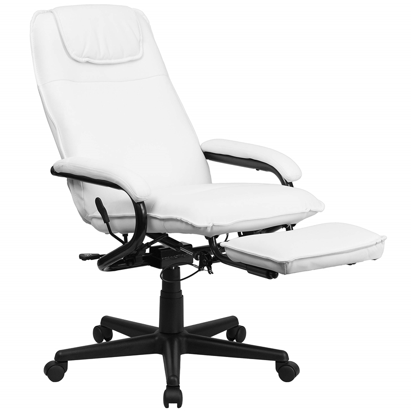 Scranton & Co High Back Leather Reclining Office Chair in White