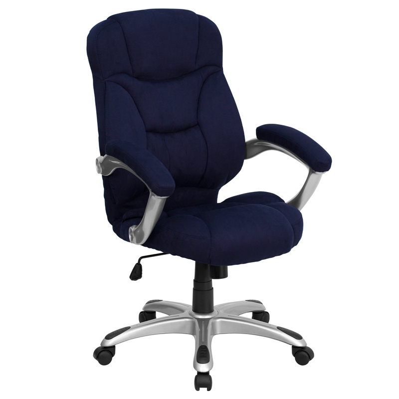 Scranton & Co High Back Microfiber Upholstered Office Chair in Navy