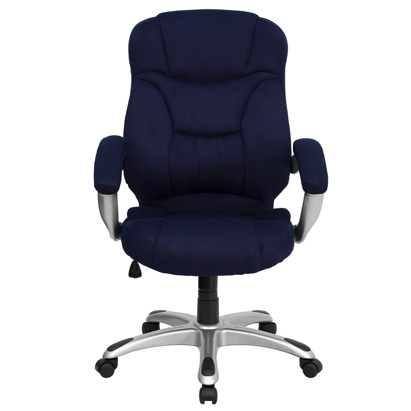 Scranton & Co High Back Microfiber Upholstered Office Chair in Navy