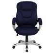 Scranton & Co High Back Microfiber Upholstered Office Chair in Navy