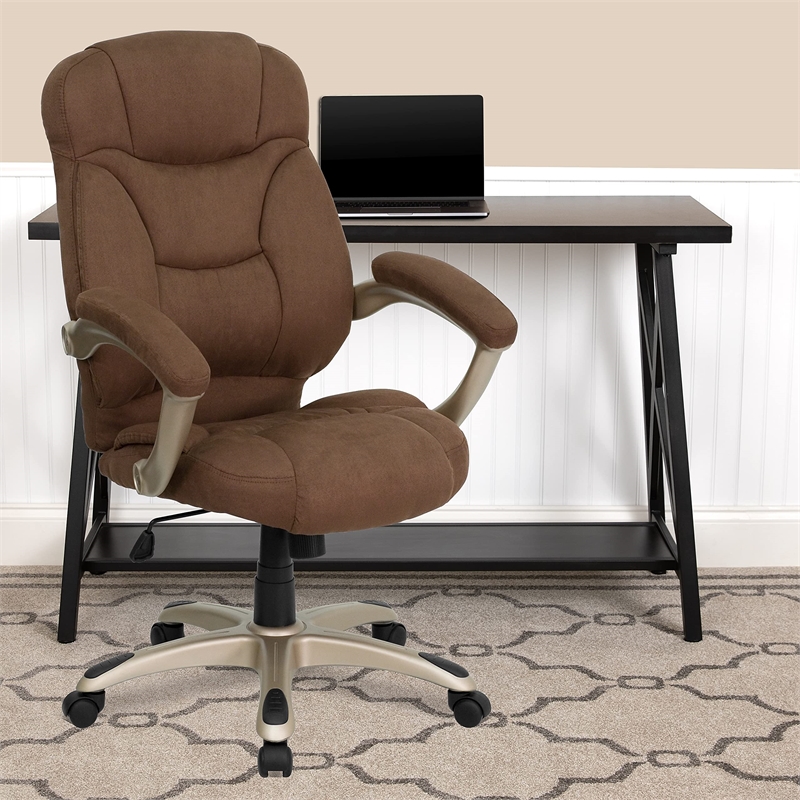 Scranton & Co Contemporary Microfiber High Back Office Chair in Brown