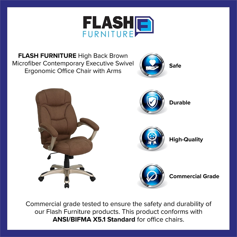 Scranton & Co Contemporary Microfiber High Back Office Chair in Brown