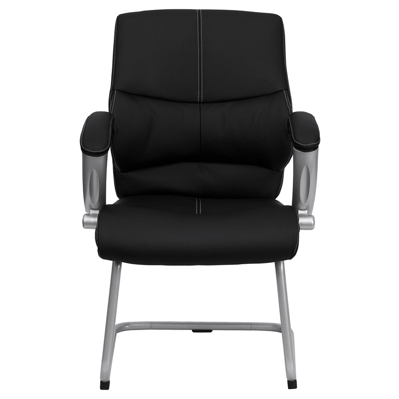 Scranton & Co Executive Side Office Guest Chair with Black Leather