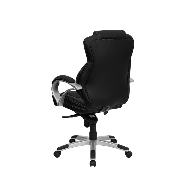 Scranton & Co Leather Swivel Office Chair in Black