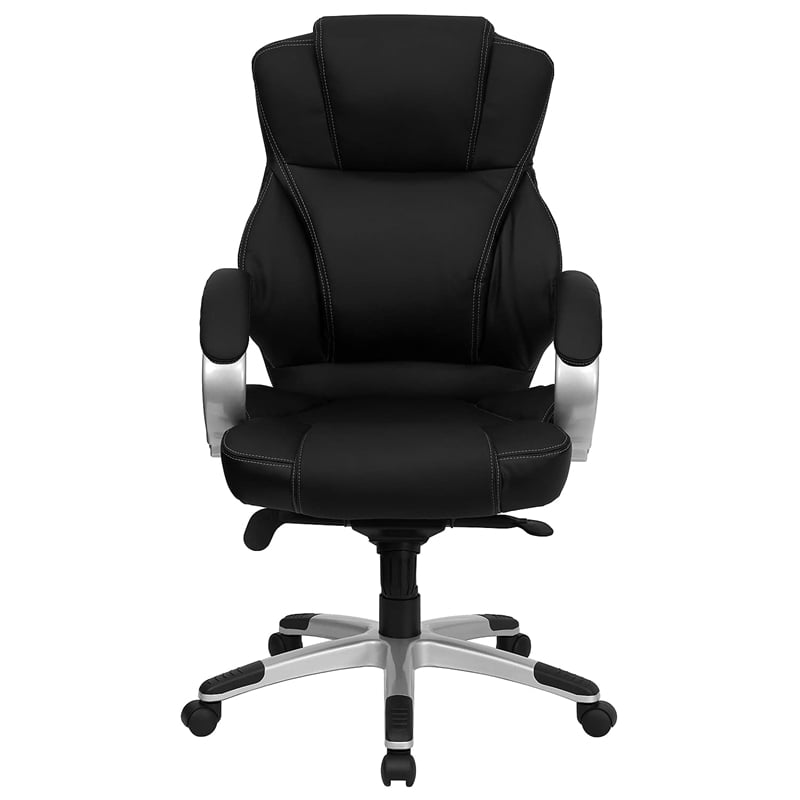 Scranton & Co Leather Swivel Office Chair in Black