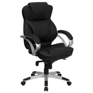scranton & co leather swivel office chair in black