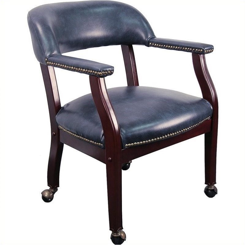 Scranton & Co Luxurious Conference Guest Chair in Blue with Casters