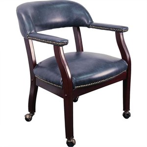 scranton & co luxurious conference guest chair in blue with casters