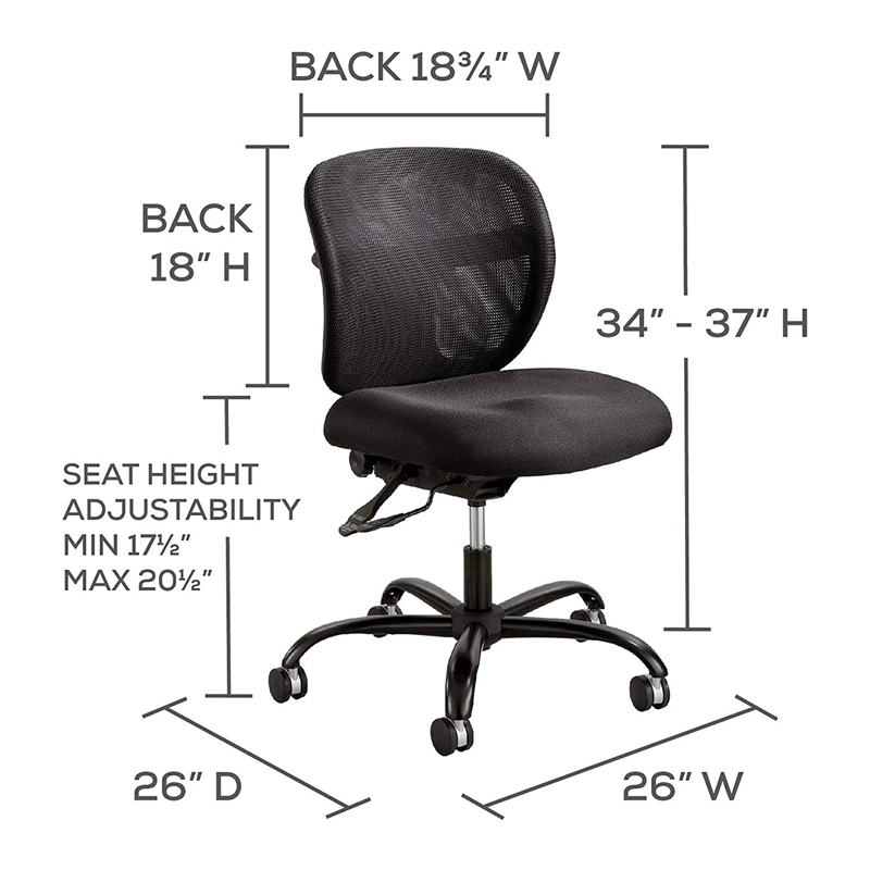 Scranton & Co Intensive Use Mesh Task Office Chair in Black Vinyl