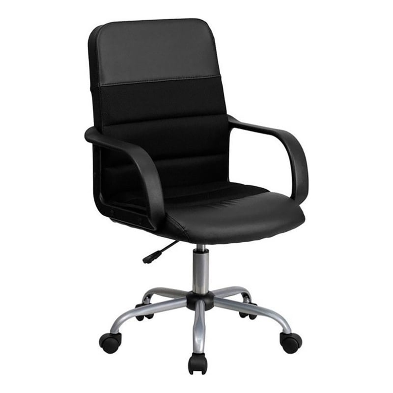 Scranton & Co Faux Leather/Mesh Mid-Back Office Chair in Black