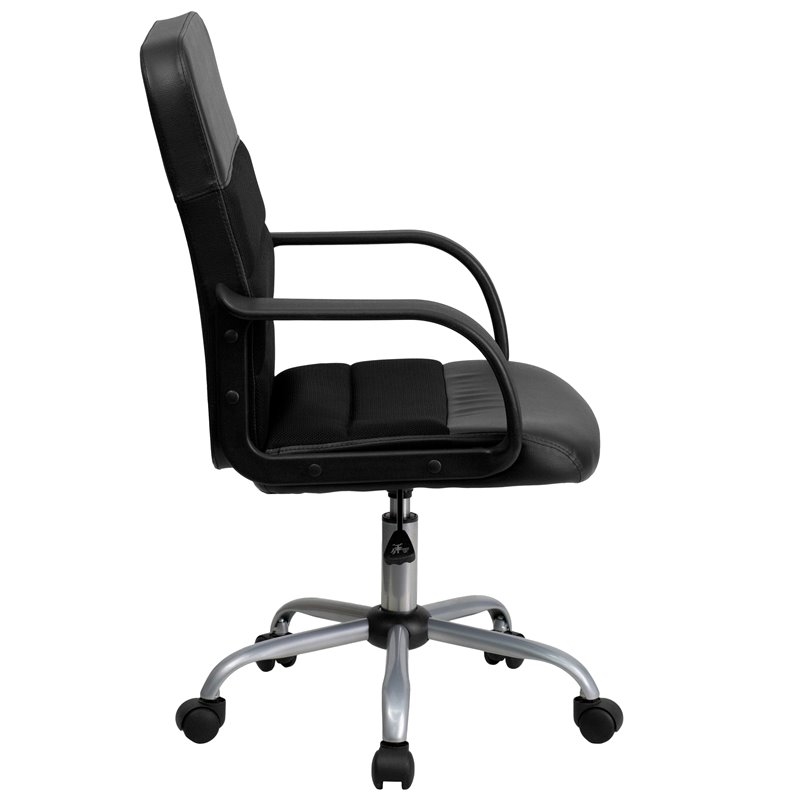 Scranton & Co Faux Leather/Mesh Mid-Back Office Chair in Black