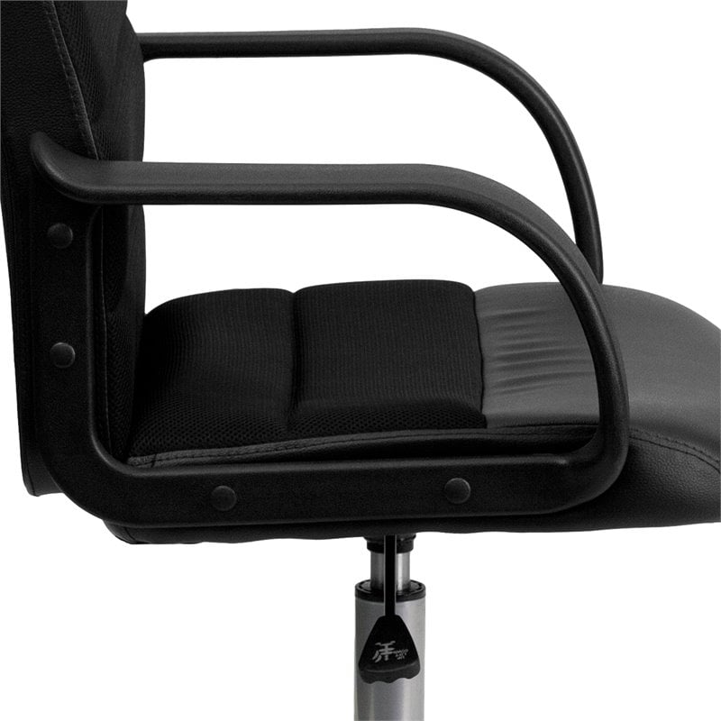 Scranton & Co Faux Leather/Mesh Mid-Back Office Chair in Black