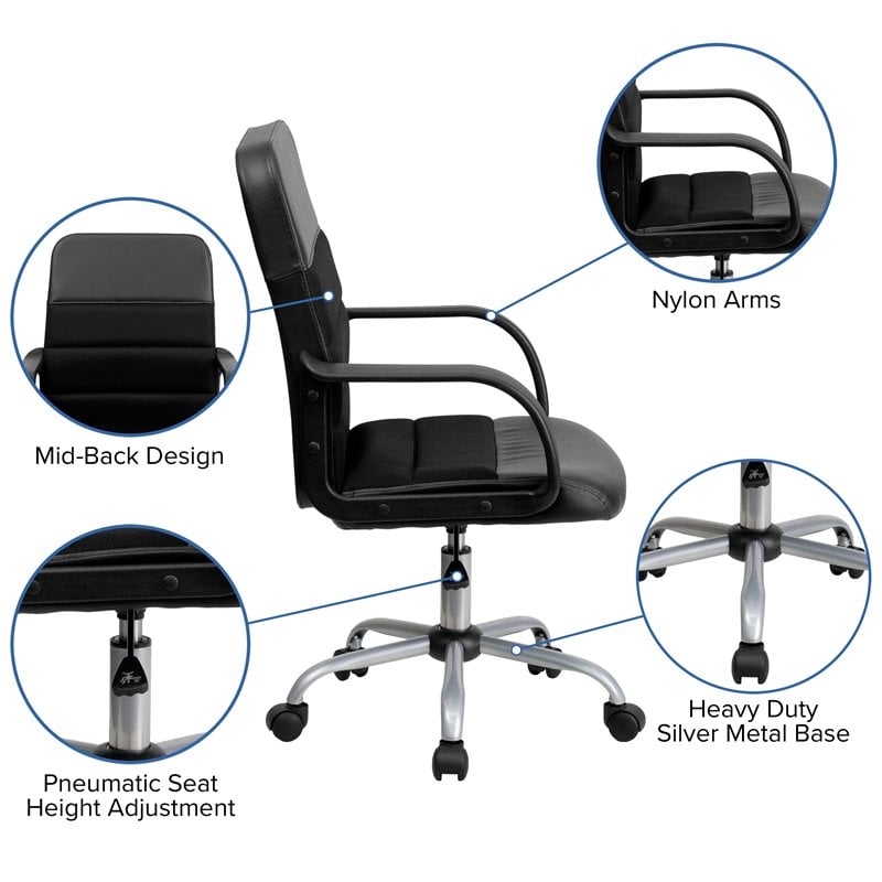 Scranton & Co Faux Leather/Mesh Mid-Back Office Chair in Black