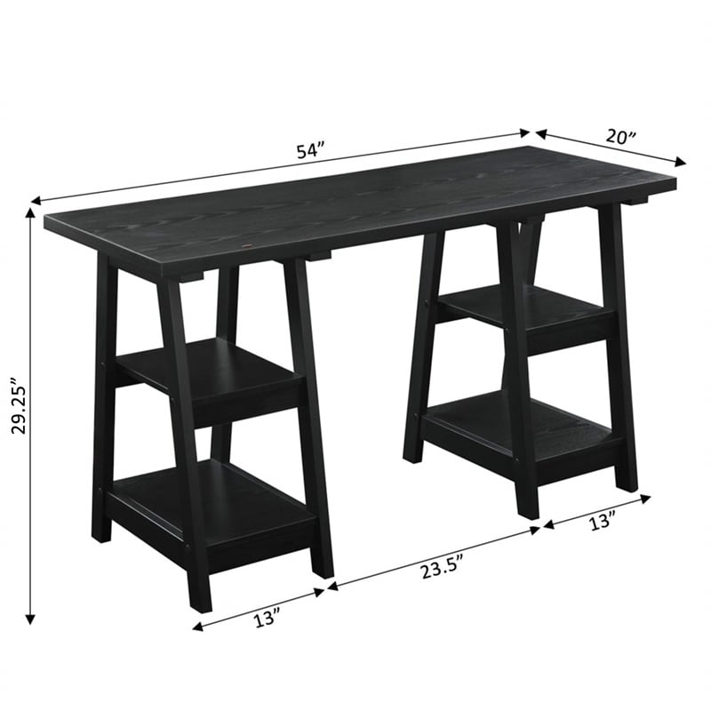 Scranton & Co Transitional Wood Double Trestle Desk in Black