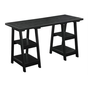 Scranton & Co Transitional Wood Double Trestle Desk in Black