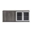 Scranton & Co Low Wall Cabinet with Wood-Glass Door in Gray Steel