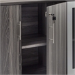 Scranton & Co Low Wall Cabinet with Wood-Glass Door in Gray Steel