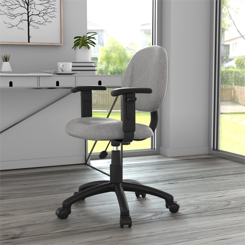 Scranton & Co Fabric Posture Office Chair with Adjustable Arms in Gray